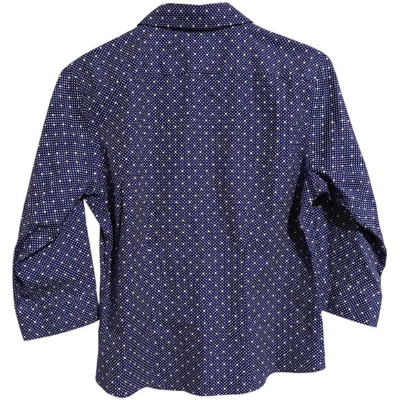 LL Bean Women's Wrinkle Free Bu Shirt Size XXS Petite Blue Polka Dot - Picture 3 of 7